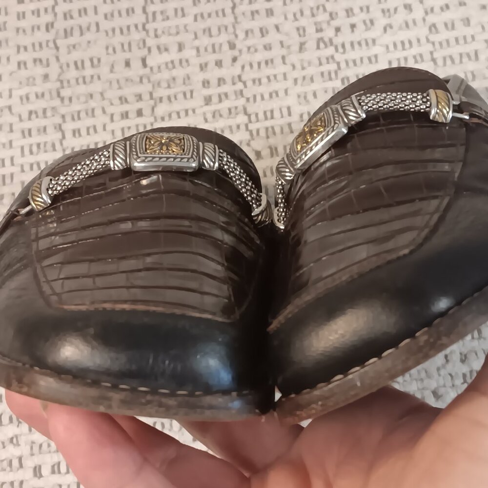 Brighton 'Sierra' Women's Croc Print Leather Mule Slides Made In Italy Sz 8.5 M - Picture 7 of 13